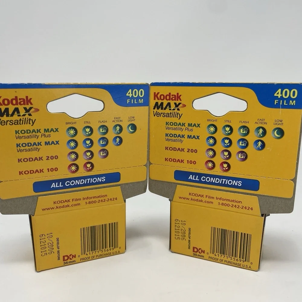 Kodak Max Versatility 400 Film 2 Rolls 24 Exp 35mm Ex 10/2006 All Conditions NOS